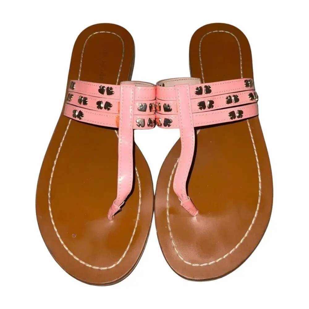 Kate Spade New York Patent Leather Studded Accents T-Strap Sandals Size 6.5